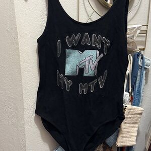 American Eagle Black MTV Graphic Top